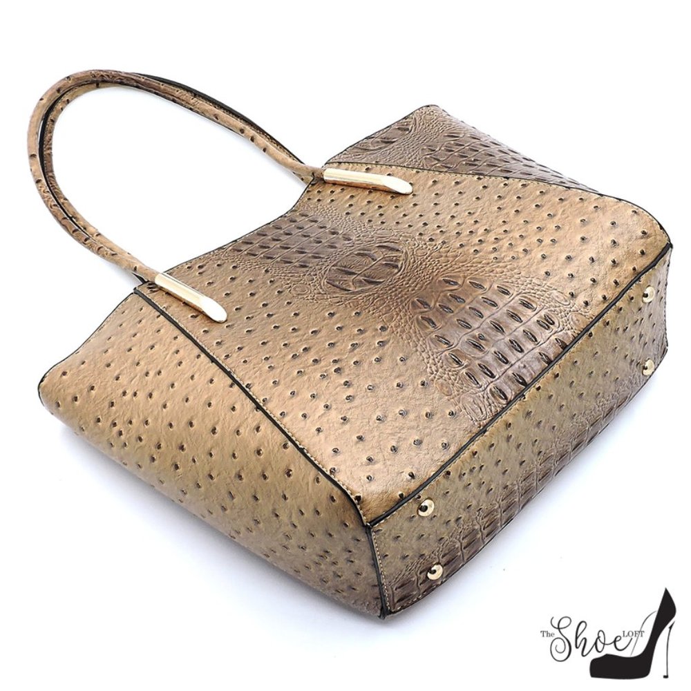 Veda Ostrich Tote and Clutch Set